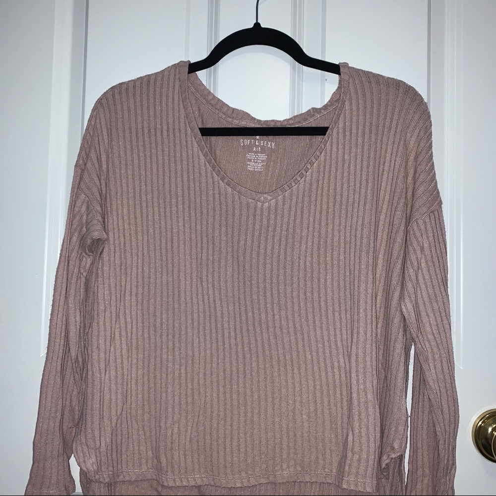 American Eagle Soft & Sexy Ribbed Pink Shirt